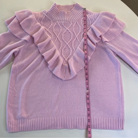 Eloquii Sweater Pink Ruffles - Picture 10 of 12